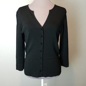 Dressbarn Ribbed classy black 3/4 sleeve cardigan